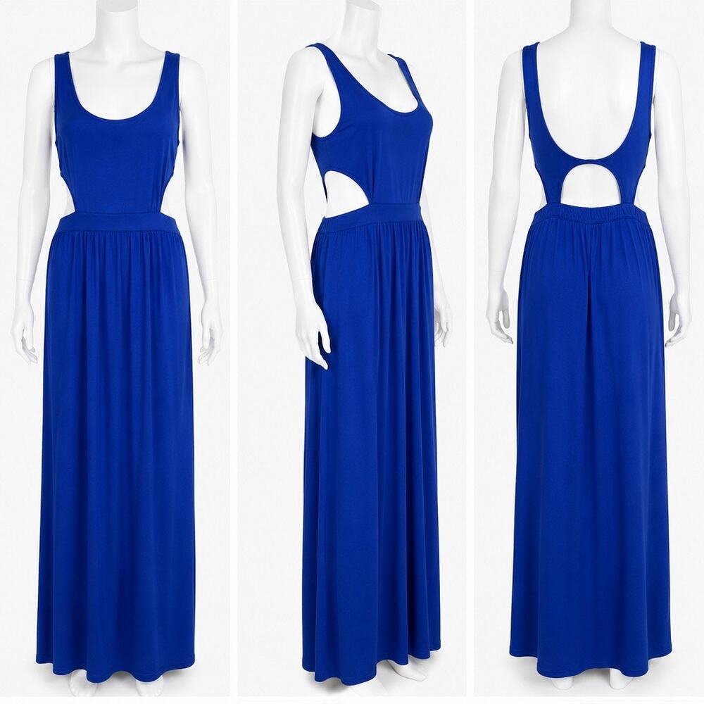 Love Royal Blue Cutout Maxi Dress Sleeveless Open Back Size M